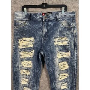 Southpole Distressed Jeans Mens 36x32 Blue Acid Wash Ripped Denim